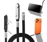 Pipihome 2-in-1 Invisible Stand Charging Cable, 240W Braided Usb C Charger Cable Fast Charge with Built-in Phone Stand, Usb-c to Usb-c T-Shaped Foldable Phone Charger Cables Stands, 4.9FT