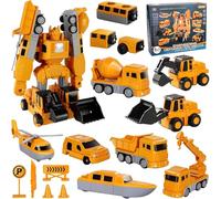 Pipihome 35PCS Constructo Magnetic Robot Toy Set, Modular Transforming Engineering Car Toy Set, Magnetic Building Blocks Tiles Construction Vehicles Transformer Robot Car Gifts for Kids