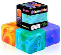 Pipihome 3PCS Fidget Toys Squishy Stress Doh Cube, Giant Stress Balls for Kids Adults Squishy Anxiety Stress Relief Ice Fidget Cube Sugar Balls, Sensory Toys for Kids with Autism