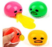 Pipihome 4Pcs Puking Ball, Stress Ball for Kids Funny Fidget Toys Squeeze Toys, Vomiting Egg Yolk Stress Balls Mochi Squishy Toy, Stress Anxiety Relief Egg Sensory Toys for Adults