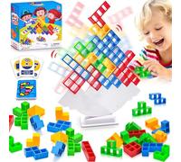 Pipihome 64 Pcs Tetra Balance Game, Kids Games Balance Board Games for Boys Toys Age 6, Tower Stack Building Blocks Games, Educational Toy for Kids Family Tavel Party Games, Gifts for 3-12 Year Old