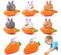 Pipihome 8 Pcs Easter Bunny & Carrot Pull Back Cars, Funny Runnies Rabbit & Carrot Toys, Friction Racer Toy Cars, Easter Gifts & Party Bag Fillers Basket for Kids Adults