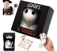 Pipihome Adopt A Ghost Weird Ornament, Halloween Gifts Gothic Plush Toys, Weird Gifts Stocking Fillers for Women, Pocket Hug Ghost with Tiny Scroll, Boo Basket Present for Her Him Kids