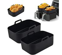 Pipihome Air Fryer Liners, 2 Pack Silicone Air Fryer Liner for Ninja Air Fryer Dual AF400UK AF300UK Accessories, Reusable Silicone Trays Pot Basket for Oven, Microwave, 7.6L