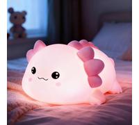 Pipihome Axolotl Night Light, Cute Axolotl Gifts, Soft Silicone Bedside Table Lamp for Kids, USB Rechargeable Lamp with Dimmable Touch Control and Timer, Accessories for Bedroom, Living Room
