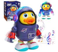Pipihome Baby Toys Dancing Duck, Baby Musical Light Up Space Dancing Duck Robot Toy Sensory Toys for Babies 6 to 12 Months, Astronaut Ducks Toy for 1 2 3 Year Old Boys Girls Toddler Birthday Gifts