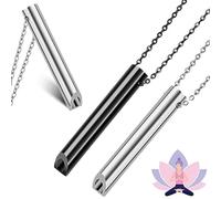 Pipihome Breathing Necklace, 2PCS Anxiety Necklaces Breathlace Stainless Steel, Stress Relief Mindful Breathing Necklace, Deep Meditation Gifts for Women & Men