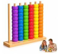Pipihome Colour Stack Challenge Game, Wooden Toddler Stacking Toys, Stacking Rings Puzzle Games, Tabletop Brain Teaser Family Travel Game Gifts, Sensory Toys for 1 2 3 Year Old Boys Girls Adults