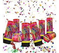 Pipihome Confetti Cannons, 6 Pcs Party Popper Shooter Biodegradable for Wedding, Baby Shower, Christmas, New Year Party Supplies (Colorful), 11 X 3 X 3 cm