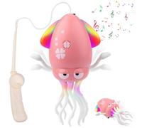 Pipihome Dancing Octopus Toy, Electric Crawling Octopus Baby Toys with LED Lights, Music, Fishing Rod & USB Charging, Automatic Obstacle Avoidance Dancing Squid Sensory Toys for Kids Boys Girls Gifts