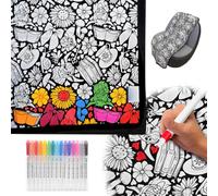Pipihome DIY Colouring Blanket, Colour Your Own Blanket with 15 Markers, Coloring Blankets for Adults, Cozy Kids Bedroom Sofa Décor, Creative Personalized Cozy Home Gift