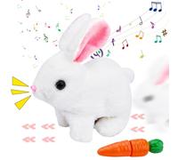Pipihome Easter Bunny Toys Interactive Rabbit Toy with Carrot, Bunny Easter Gifts for Kids, Easter Decor Realistic Stuffed Animal Bunny with Sounds and Movements