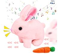 Pipihome Easter Bunny Toys Interactive Rabbit Toy with Carrot, Bunny Easter Gifts for Kids, Easter Decor Realistic Stuffed Animal Bunny with Sounds and Movements