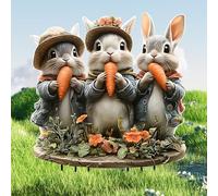 Pipihome Easter Decorations Outdoor, Easter Bunny Garden Stakes, Yard Signs for Spring Celebrations, Bunny Egg Garden Stake Ornament, Welcome Signs for Party, Lawn, Yard