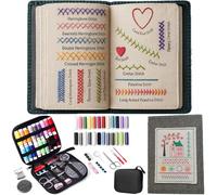 Pipihome Embroidery Stitch Book, Travel Sewing Embroidery Kit for Beginners, Creative Embroidery Book with Needle and Thread Kit, Craft Gift for Craft Lovers & Enthusiasts