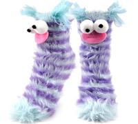 Pipihome Funny Cozy Socks Women, Fluffy Cartoon Silly Monster Sock, Funny Cute Warm Fuzzy Slippers 3D Novelty Socks for Women, Christmas Fluffy Gifts for Men