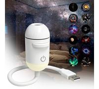 Pipihome Galaxy Projector Night Light, USB Galaxy Star Projector with 12 Sliding Projection Films, 360° Starry Sky Night Light Projector for Bedroom Ceiling Wall Room Decor