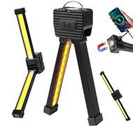 Pipihome Gym Lamp for Posing, Magnetic LED Work Lights with Hook, Portable USB Rechargeable Torch, 7th Gear Dimming Flashlight 180 Degree Folding, Father's Day Gifts Gadgets for Men, Camping Light