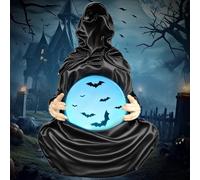 Pipihome Halloween Decorations, Death God Crystal Ball, Led Light Grim Reaper Water Globe, Grim Reaper Snow Globe, Halloween Table Decor for Home Party