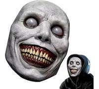 Pipihome Halloween Exorcist Smile Mask, Creepy Realistic Full Head Latex Scary Face Halloween Masks Adults for Cosplay Props and Party Carnival