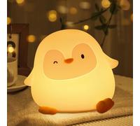 Pipihome Penguin Night Light, Penguin Gifts for Kids, Baby Night Light Touch Control, Cute Penguins Bedside Lamp Rechargeable with Timer, Silicone Table Lamp Dimmable, Bedroom Accessories