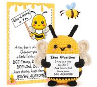 Pipihome Positive Bee Crochet Animals, Boo Basket Gifts for Women, Emotional Support gift, Pocket Hug Bee Good Luck Gifts for Her Him, Halloween Stocking Fillers Birthday Presents for Women