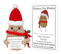 Pipihome Positive Christmas Potato Gifts for Her Stocking Fillers Women Emotional Support Gift, Crochet Worry Potato Dolls Positive Affirmation Gifts, Cute Stuff Cheer Up Good Luck