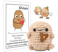 Pipihome Positive Doll Potato, Mini Funny Potato with Positive Card, Pocket Hug Cute Stuff Gifts for Women, Novelty Weird Good Luck Emotional Support Cheer Up Gifts Worry Dolls
