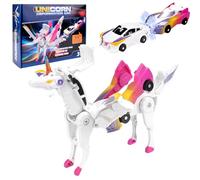 Pipihome Robocrash Magnetic Transforming Car, Unicorn Robot Toys, 2Pcs Automatic Deformation, Magnetic Connections, Robot Car Gifts for Kids 3 4 5 6 7 8 Years Old Boys and Girls