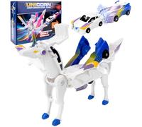 Pipihome Robocrash Magnetic Transforming Car, Unicorn Robot Toys, 2Pcs Automatic Deformation, Magnetic Connections, Robot Car Gifts for Kids 3 4 5 6 7 8 Years Old Boys and Girls