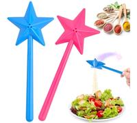 Pipihome Salt and Pepper Shaker Sets, 2pcs Magic Wand Salt & Pepper Shakers, Novelty Salt Shaker Stick Star Shaped Fairy Wand Spice Shaker Seasoning Dispenser Condiment Set