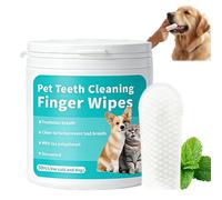 Pipihome Teeth Cleaning Finger Pads for Dogs Cats, 50PCS Pet Teeth Cleaning Finger Wipes, Natural Dog Dental Wipes for Freshens Breath, Easy Daily Dental Cleaning for Ear Teeth