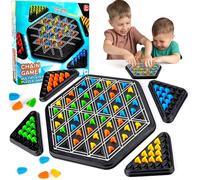 Pipihome Triangle Board Game, Chain Triangle Chess Game Age 3+, Rubber Band Game for Adults & Kids, Interactive Strategy Family Game Puzzle Toys for 2 to 4 Players