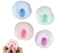 Pipihome Vacuum Stress Balls, 4PCS Stress Relief Glutinous Balls, Shapeable Squishy Fidget Toys, Slow Rising Smoothie Stressball, Taba Squishy Sensory Pinch Squeeze Toy