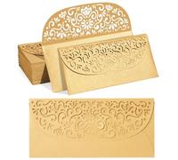 Pipilo Press Gold Money Envelopes for Cash Gifts, Laser Cut Holders for Currency for Wedding, Birthday (6.8x3.3 in, 36 Pack)