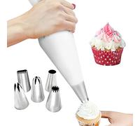 Piping Bag Set,Large Reusable Silicone Piping Bags 40 cm,5-Types of Stainless Steel Cake Decorating Nozzle,for Decorating Cream, Foam, Sugar Pastries Cake Decoration Baking, Cooking