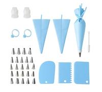 Piping Bags and Nozzles Set 34PCS Cake Decorating Tools with Reusable 12 Inch Icing Bag, Stainless Steel Tips, Couplers and Cleaning Brush, Complete Cake Piping Kit for Baking and Desserts