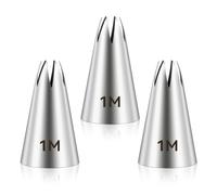 Piping Nozzle 3pcs 1M Stainless-Steel Cake Piping Tips, Open Star Decorating Tips，Nozzles for Buttercream, Cupcakes - Baking Tools Icing Tips