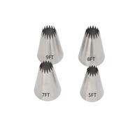 Piping Nozzle Kit Stainless Steel Cream Flower Cupcake Pastry Nozzles Cake Decorating Icing Piping Tips Baking Tools 5FT/7FT/8FT/9FT(1 set-4pc)