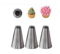Piping nozzles 4B 3pcs Piping Tip, Pastry Cake Decorating Tips,Open Star Cake Decorating Nozzles for Buttercream, Cupcakes - Baking Tools Large