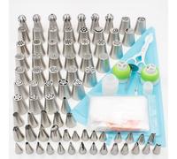 Piping Nozzles Cake Decorating Tips 116 Pcs Set -76 Different Icing Nozzles 4 Couplers 2 Pastry Bags Silicone 30 Disposable Pastry Bags 1 Flower Nail Polish 1 Pastry Scissors 1 Cleaning Brush Storage