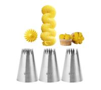 Piping Nozzles for Churros,Extra Large Open Star Tips for Eclairs, Cake,Cupcakes, Cookie and More, 3 Pcs