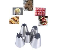 Piping Nozzles Large Icing Nozzle Tip,5 Pcs Pastry Nozzles with Big Star Nozzle Large Round Nozzle for Cake Cupcake Cookie Cream(1A,1C,1E,356,9FT)