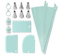 Piping nozzles Silicone Piping Bags and Tips Set 15pieces Cake Decorating Frosting Kit for Decorative Cakes Cookies Baking Tools Yellow Large(Grn)