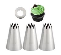 Piping tip 3 Pcs 362 Extra Large Open Icing Nozzle Tip, Stainless Steel Star Piping Tip for Meringues,Cupcakes,Cookies Decorating Piping nozzles