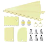 Piping tip Piping Bags and Tips Set, Cakes Decorating Supplies Kit with 2pcs Silicone Pastry Bags, 6 Piping Tips, 3 Cake Scraper, 2 Couplers, 2 Bag Ties Piping nozzles(Gelb)