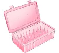 Piping Tip Storage Box - Transparent Stackable Organizer for Baking Tools, Dual-Spacing Frosting Tip Holder, Waterproof and Dustproof Case for Cake Decorating Supplies (Pink)
