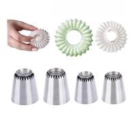 Piping Tips, 4pcs Piping Tips for Cake Decorating Stainless Steel 2 Style Frosting Icing Cupcake Biscuit, Cake