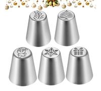 Piping Tips for Cake Decorating 5 Piece | Russian Piping Tips Set | Supplies Tools for Baking Decorating Frosting Pastry Cupcake Cookie Kitchen
