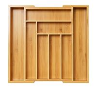 Pipishell Bamboo Cutlery Drawer Organiser - Expandable Cutlery Tray for Kitchen, Adjustable Utensil Organiser for Silverware, Flatware, Knives